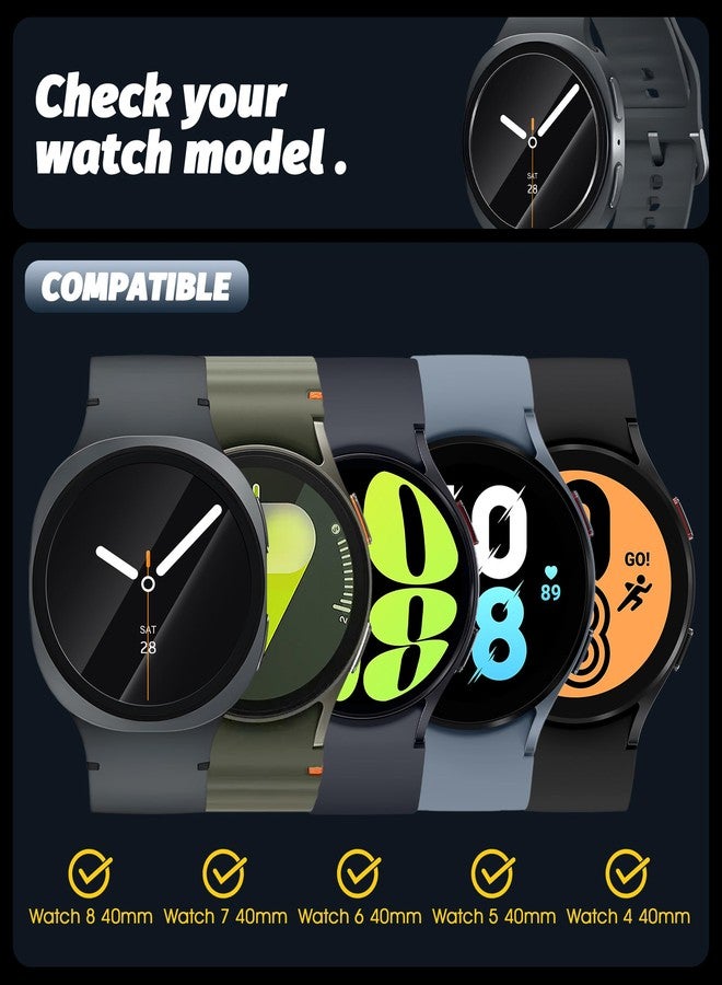 Orzero (4 Pack) Watch Screen Protector Compatible for Samsung Galaxy Watch 8 40mm, Samsung Galaxy Watch 7/6/5/4 (40mm)/FE/Garmin Instinct 3 AMOLED&Solar 50mm, Tempered Glass Anti-Scratch Bubble-Free - Image 2
