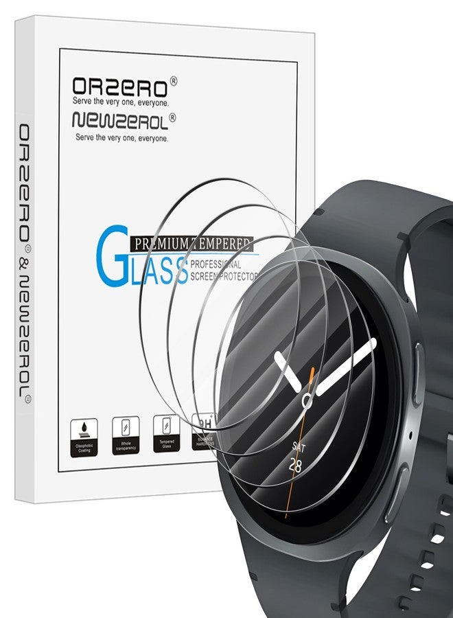 Orzero (4 Pack) Watch Screen Protector Compatible for Samsung Galaxy Watch 8 40mm, Samsung Galaxy Watch 7/6/5/4 (40mm)/FE/Garmin Instinct 3 AMOLED&Solar 50mm, Tempered Glass Anti-Scratch Bubble-Free - Image 1