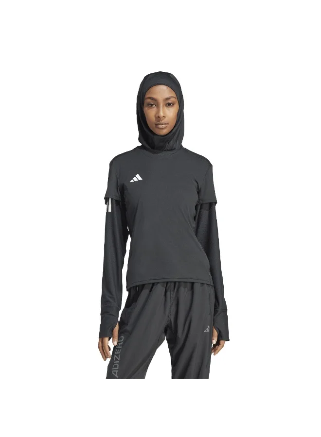 adidas تيشيرت أديداس أديزيرو إي للنساء أسود للجري
