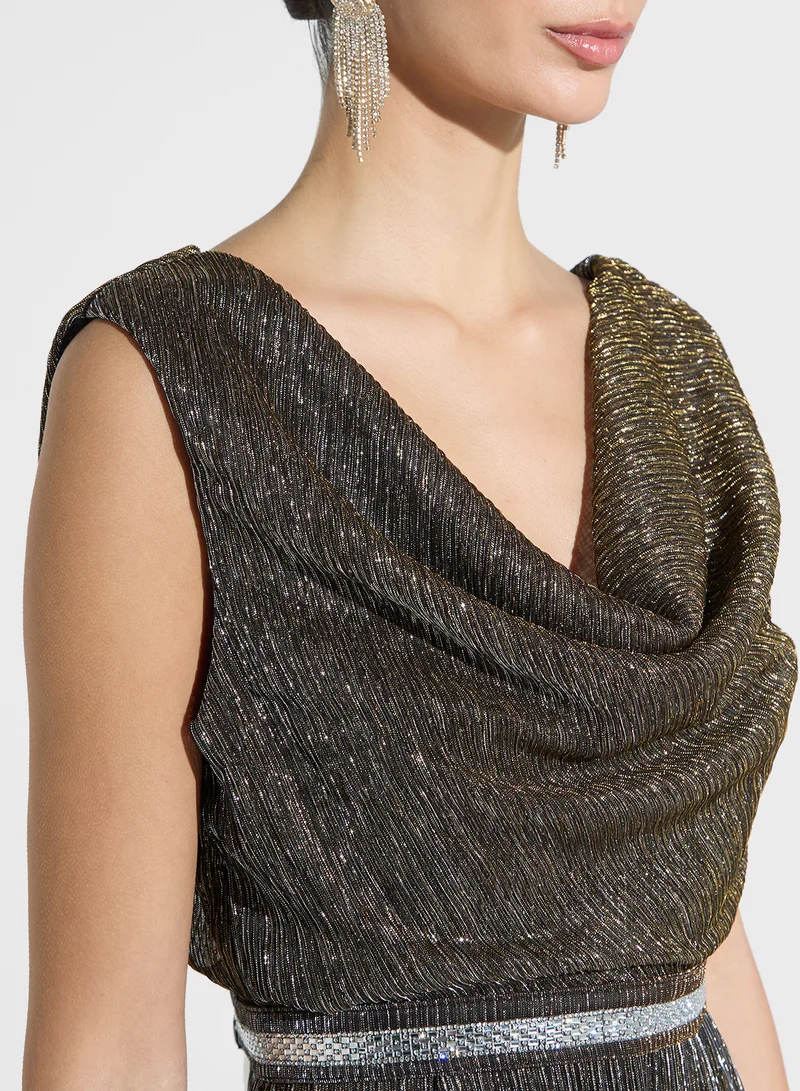 Ella Limited Edition Metallic Cowl Neck Dress