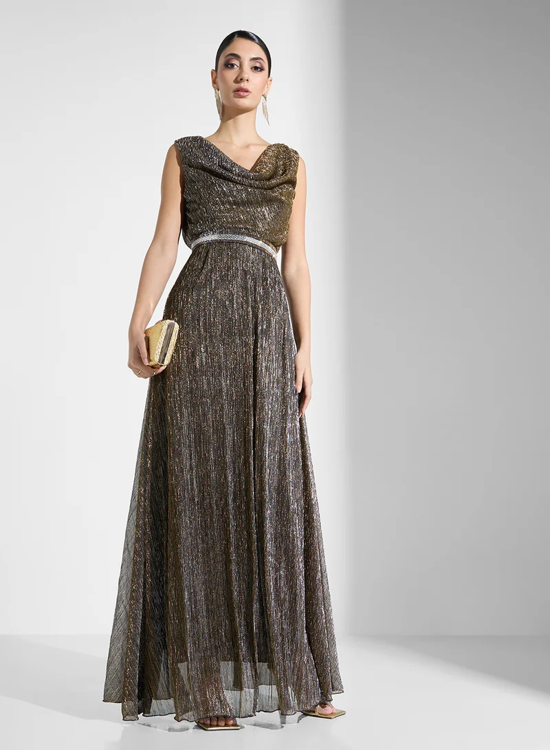 Ella Limited Edition Metallic Cowl Neck Dress