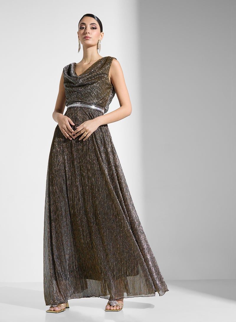 Ella Limited Edition Metallic Cowl Neck Dress  - Image 1