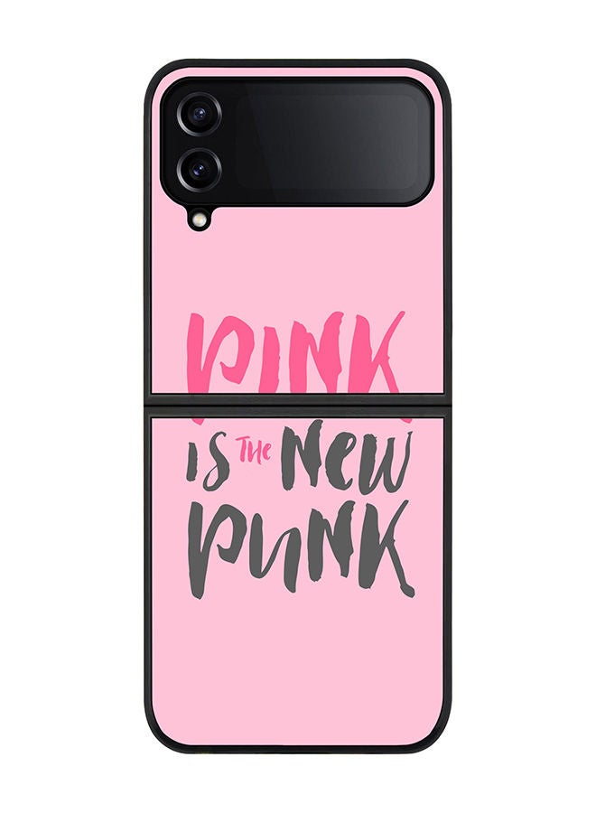 Stylizedd Rugged Black edge case for Samsung Galaxy Z Flip4 Slim fit Soft Case Flexible Rubber Edges Anti Drop TPU Gel Thin Cover - Pink is the new punk - Image 1