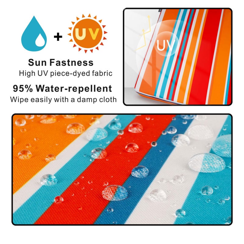 NettyPro Patio Chair Seat Cushion Covers Set 4 Water Repellent UV Resistant Outdoor Furniture Cushion Slipcover with Zipper and Tie, 22 x 20 x 4 Inch, Stripes Multicolor - Image 2