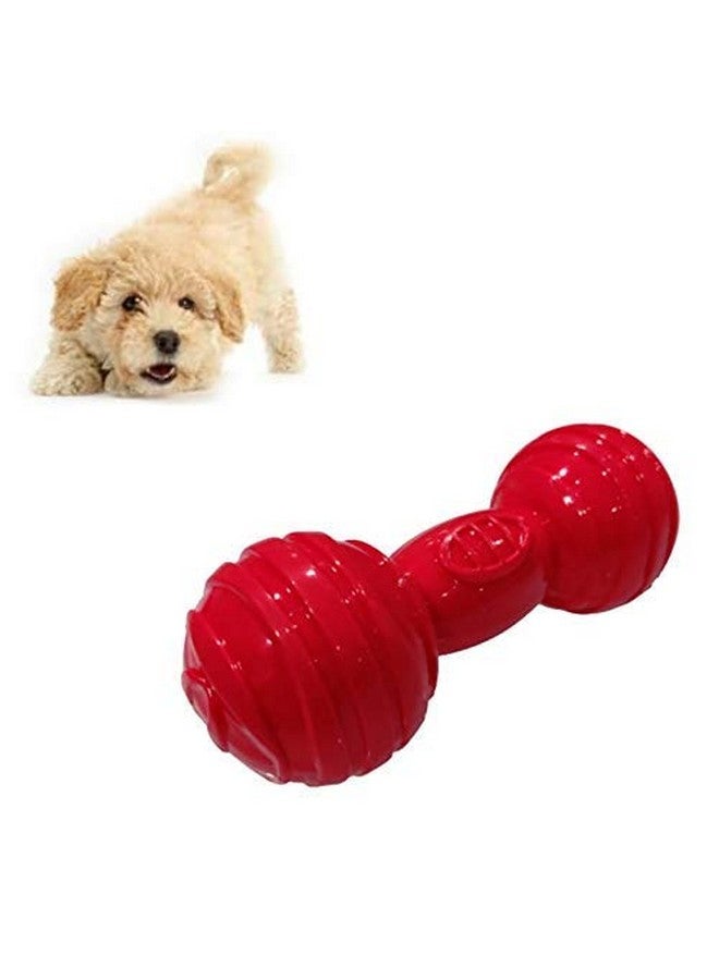 لعبة مضغ مطاطية على شكل عظمة تصدر صوت صرير للكلاب الصغيرة (لون أحمر) - Image 1