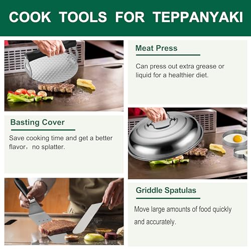 Grilljoy 46PC Griddle Accessories Set with Robust Plastic Handle AllinOne Griddle Tools Kit for Flat Top Grills Teppanyaki Hibachi Stainless Steel Grill Spatula Kit for Outdoor Camping Grilling - Image 3