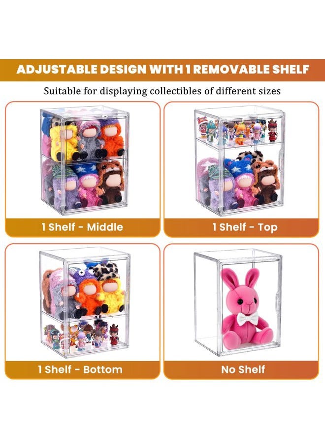 ToBeAce Clear Acrylic Display Case for Collectibles, 2 Pack Large Adjustable Figure Display Case with Magnetic Door, 2 Layer Stackable Storage Box Showcase with Shelf for Action Figures, Dolls, Toys - Image 3