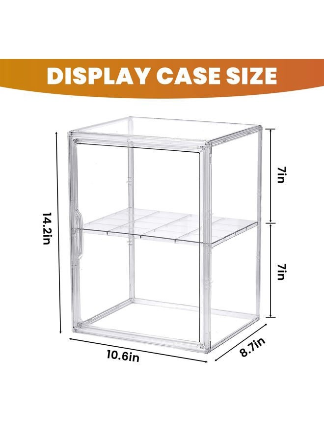 ToBeAce Clear Acrylic Display Case for Collectibles, 2 Pack Large Adjustable Figure Display Case with Magnetic Door, 2 Layer Stackable Storage Box Showcase with Shelf for Action Figures, Dolls, Toys - Image 2