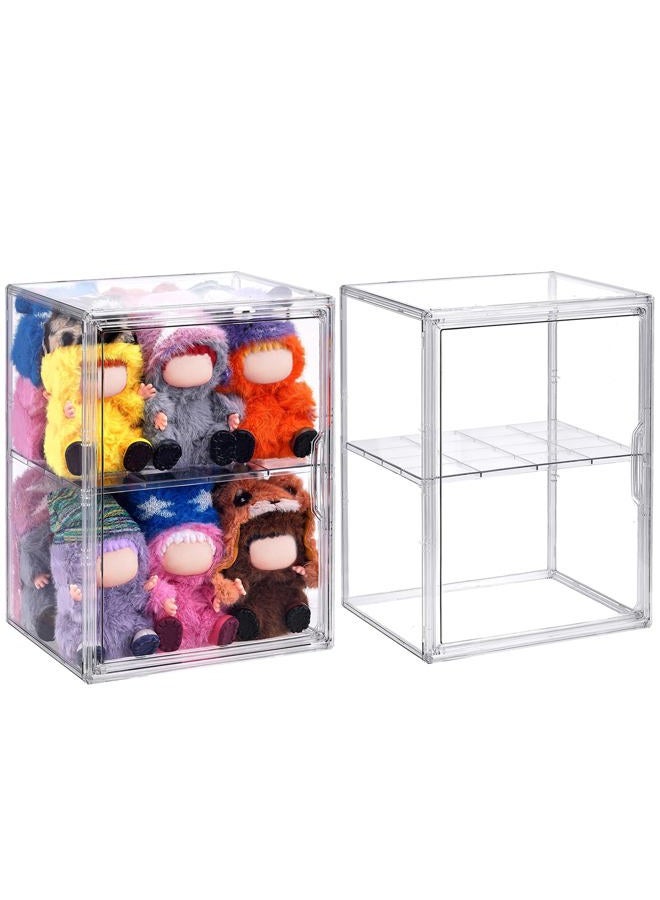 ToBeAce Clear Acrylic Display Case for Collectibles, 2 Pack Large Adjustable Figure Display Case with Magnetic Door, 2 Layer Stackable Storage Box Showcase with Shelf for Action Figures, Dolls, Toys - Image 1