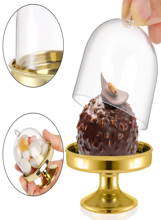 Okllen 36 Pack Mini Cake Stand with Lid, Plastic Cupcake Stand Plate Dome Cover, Clear Small Cake Display Stand for Chocolate, Dessert, Wedding, Birthday, Baby Shower, Tea Party Supplies, Gold - Image 5