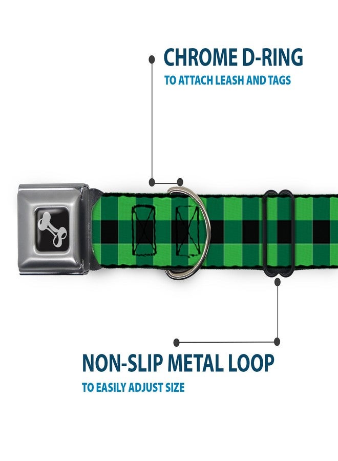 Buckle Down Buckle-Down Dog Collar Seatbelt Buckle Buffalo Plaid Black Neon Green, Multicolor, 1.5" Wide - Fits 16-23" Neck - Medium (DC-W30238-WM) - Image 5
