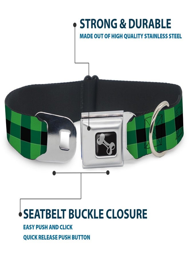 Buckle Down Buckle-Down Dog Collar Seatbelt Buckle Buffalo Plaid Black Neon Green, Multicolor, 1.5" Wide - Fits 16-23" Neck - Medium (DC-W30238-WM) - Image 4
