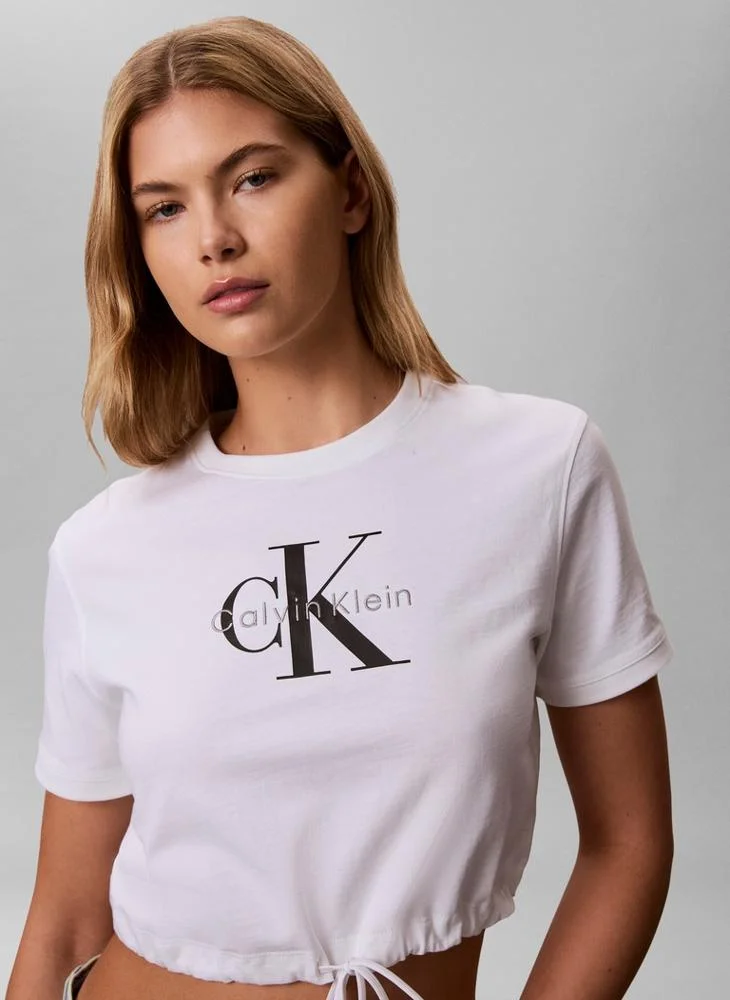 Cropped Drawstring Hem T-Shirt