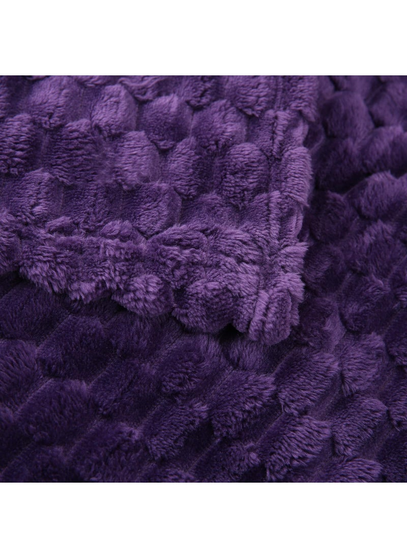 Puncuntex Puncuntex Deep Purple Throw Blanket 60""?80"" inches Fuzzy 3D Jacquard Decorative Flannel Fleece Super Soft Plush Cozy Blanket for Couch Sofa Chair Lightweight  - Image 5