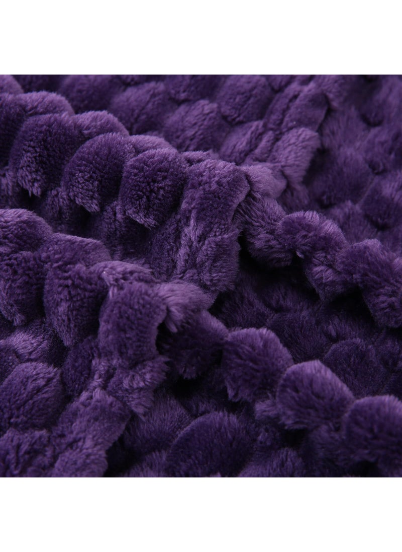 Puncuntex Puncuntex Deep Purple Throw Blanket 60""?80"" inches Fuzzy 3D Jacquard Decorative Flannel Fleece Super Soft Plush Cozy Blanket for Couch Sofa Chair Lightweight  - Image 4
