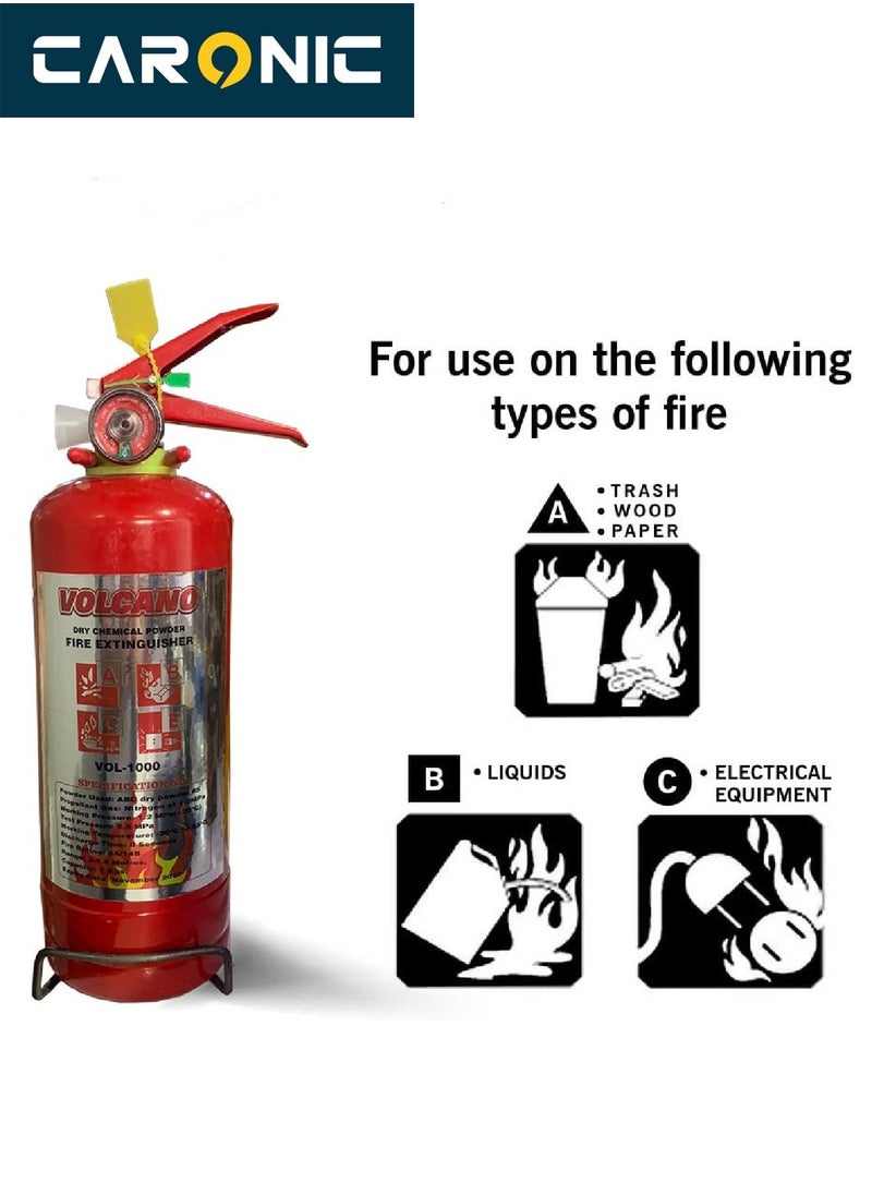 CARONIC - Fire Extinguisher Dry Chemical Powder Extremely Safe and Long Service insulating properties easy to handle and operate 1KG - Image 1