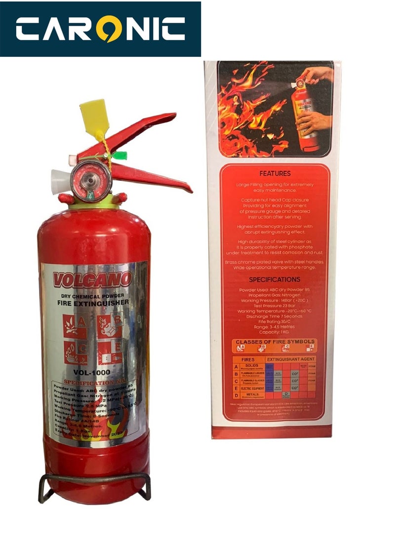 CARONIC - Fire Extinguisher Dry Chemical Powder Extremely Safe and Long Service insulating properties easy to handle and operate 1KG - Image 1