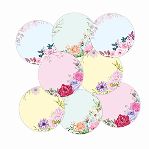 weRevel Paper Elegant Floral Theme Note Self-Adhesive Stickers, 40 Pieces, 2 Inches, Round, 4 Unique Designs - Image 1