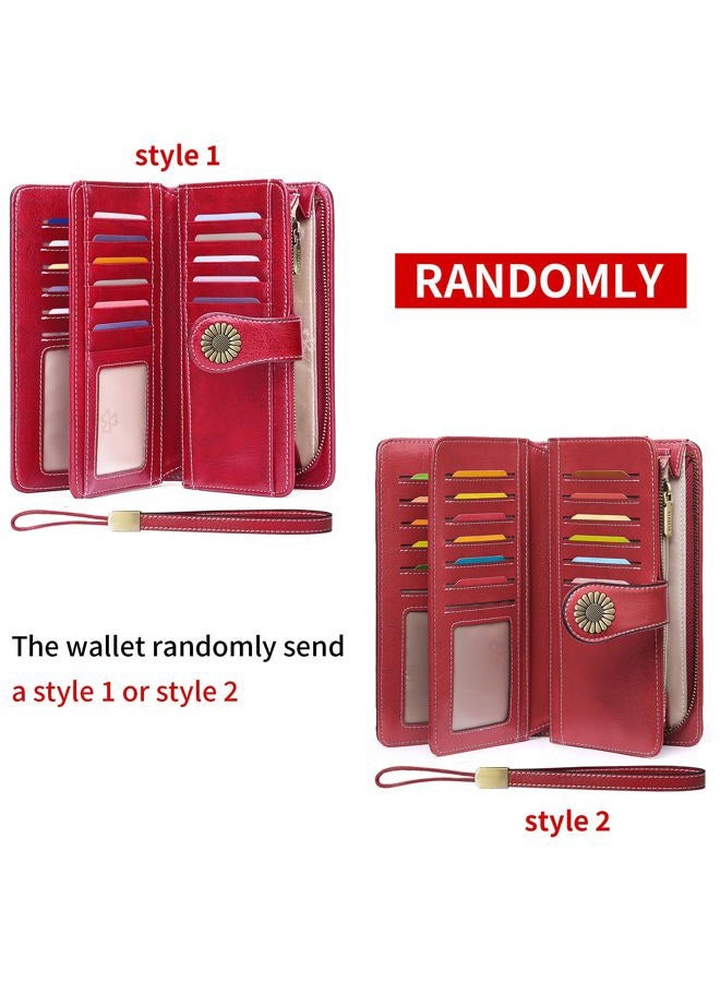 SENDEFN Large RFID Wallet for Women,Passport Checkbook Travel Zipper Purse Classic Credit Card Wallet With 12 Card Slots - Image 2