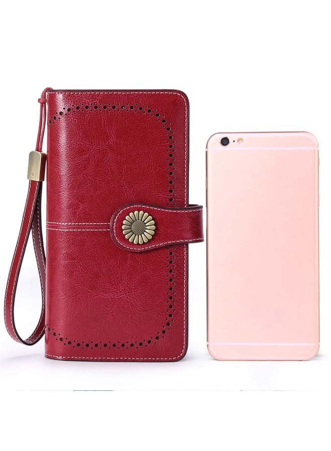 SENDEFN Large RFID Wallet for Women,Passport Checkbook Travel Zipper Purse Classic Credit Card Wallet With 12 Card Slots - Image 5