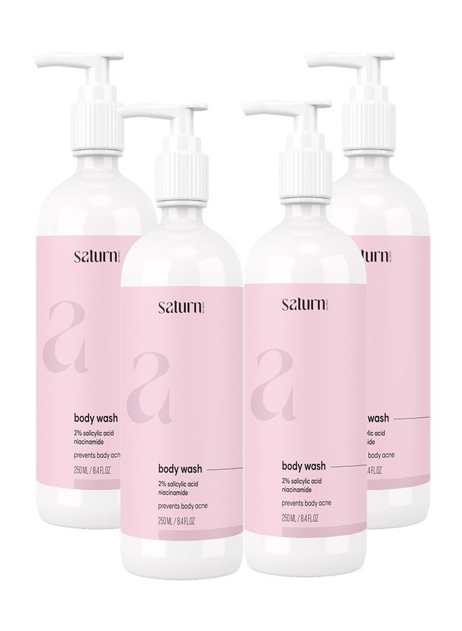 Saturn by GHC غسول الجسم ساتورن من GHC 2% حمض الساليسيليك للنساء مع النياسيناميد، الجلسرين ومستخلص الخيار، يقشر بلطف ويغذي بعمق، خالي من SLS، خالي من البارابين - 250 مل | عبوة من 4 - Image 1