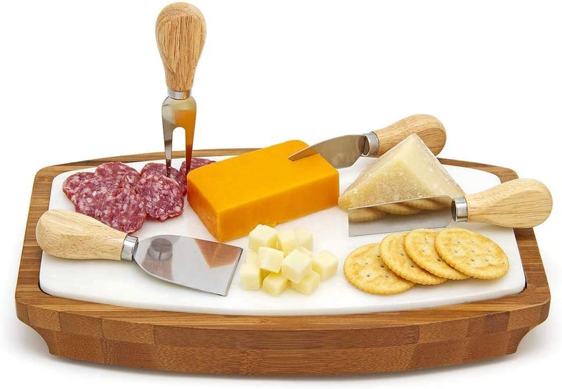 Cheese Knife Set with Bamboo Wood Handle. Wooden and Stainless Steel Knives and Fork for Cutting Cheeses (small, 4) - Image 3
