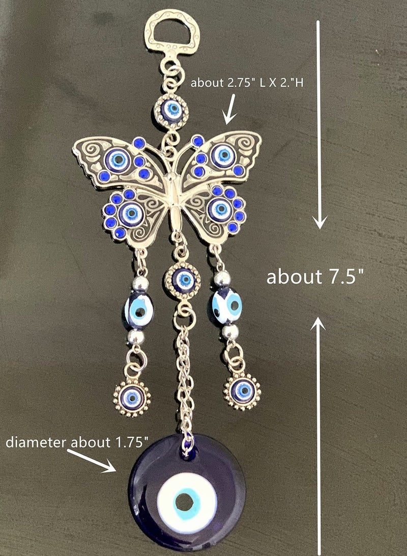 SYOSI Turkish Blue Eye with Butterfly Hanging Decoration Ornament, Blue Rhinestone Car Charm Rear View Mirror Wall Hanging Protection Home Decor Blessing Gift - Image 4