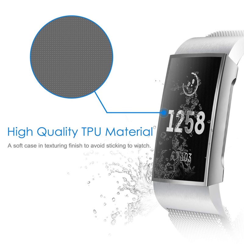 FINTIE Screen Protector Compatible with Fitbit Charge 4/3/3SE, Soft Slim TPU Plated Case Cover Full-Around Protective Bumper Shell (Pack of 3) - Image 3