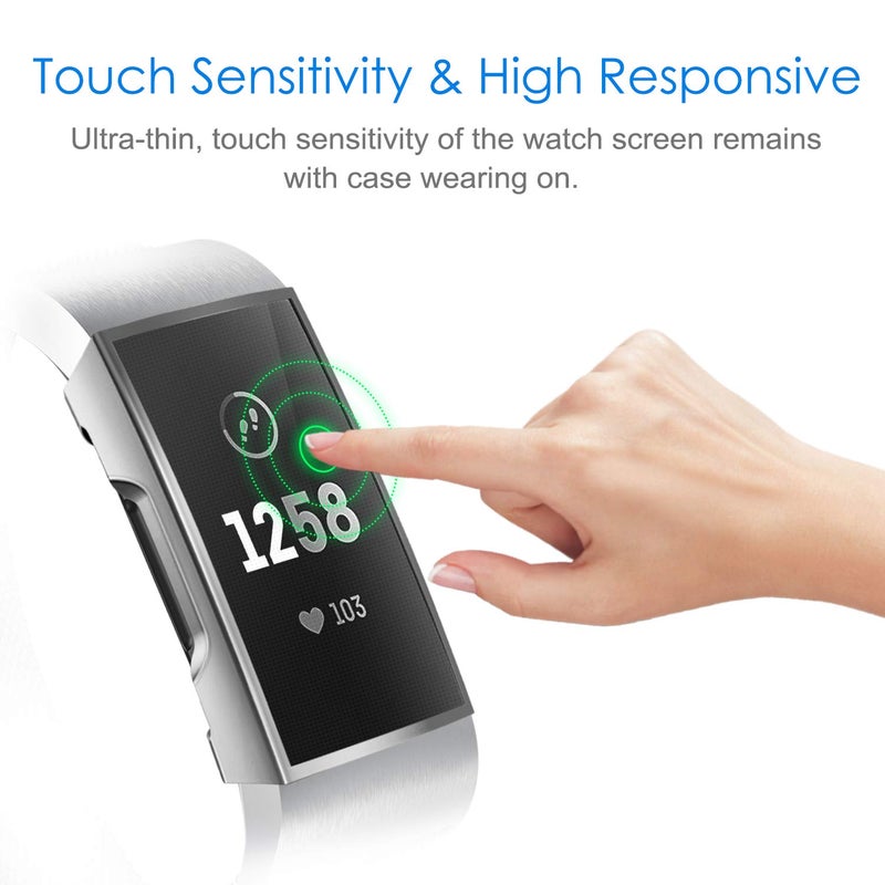 FINTIE Screen Protector Compatible with Fitbit Charge 4/3/3SE, Soft Slim TPU Plated Case Cover Full-Around Protective Bumper Shell (Pack of 3) - Image 4