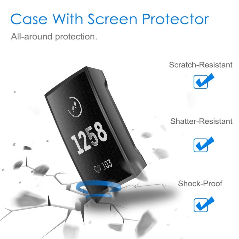 FINTIE Screen Protector Compatible with Fitbit Charge 4/3/3SE, Soft Slim TPU Plated Case Cover Full-Around Protective Bumper Shell (Pack of 3) - Image 2