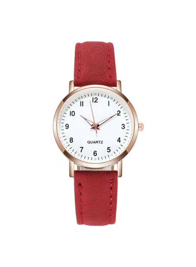 Two-piece Simple Women's Watch Digital Female Student Luminous Watch Fashion Matte Leather Casual Women's Quartz Watch