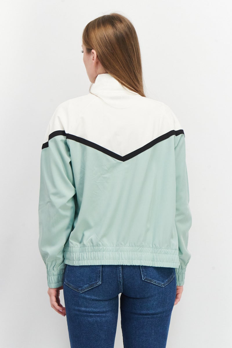 STEVE MADDEN Women High Neck Colorblock Windbreaker Jacket, Mint - Image 1