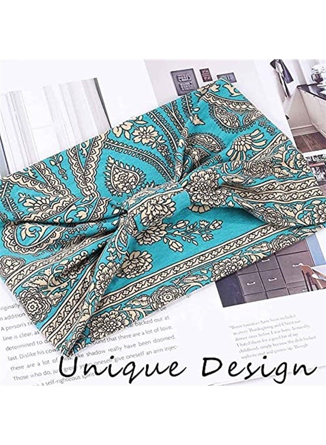 Aceorna Boho Bandeau Headbands Wide Knot Hair Scarf Floral Printed Hair Band Elastic Turban Thick Head Wrap Stretch Fabric Cotton Head Bands Thick Fashion Hair Accessories for Women Pack of 3 (Ornate) - Image 3