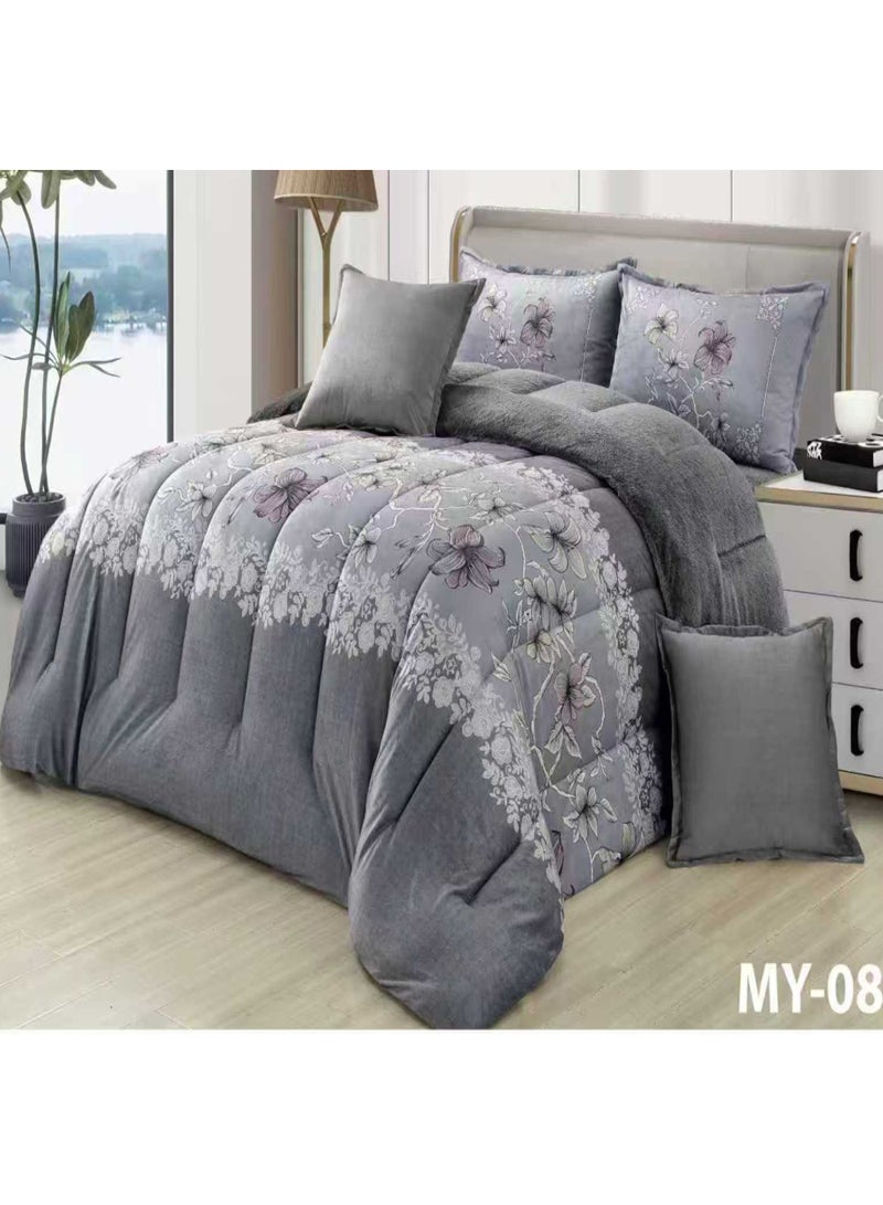 مون مفرش شتوي ملكي فاخر 6 قطع وجهين (مخمل × فرو) لنفرين – دفء وأناقة في كل ليلة - Image 1