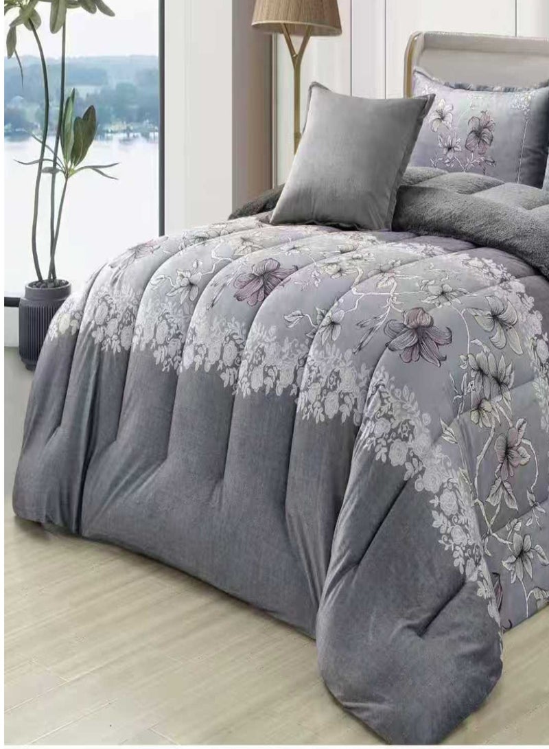 مون مفرش شتوي ملكي فاخر 6 قطع وجهين (مخمل × فرو) لنفرين – دفء وأناقة في كل ليلة - Image 2