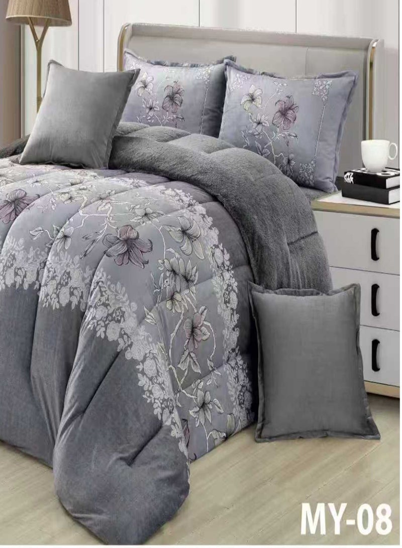 مون مفرش شتوي ملكي فاخر 6 قطع وجهين (مخمل × فرو) لنفرين – دفء وأناقة في كل ليلة - Image 3