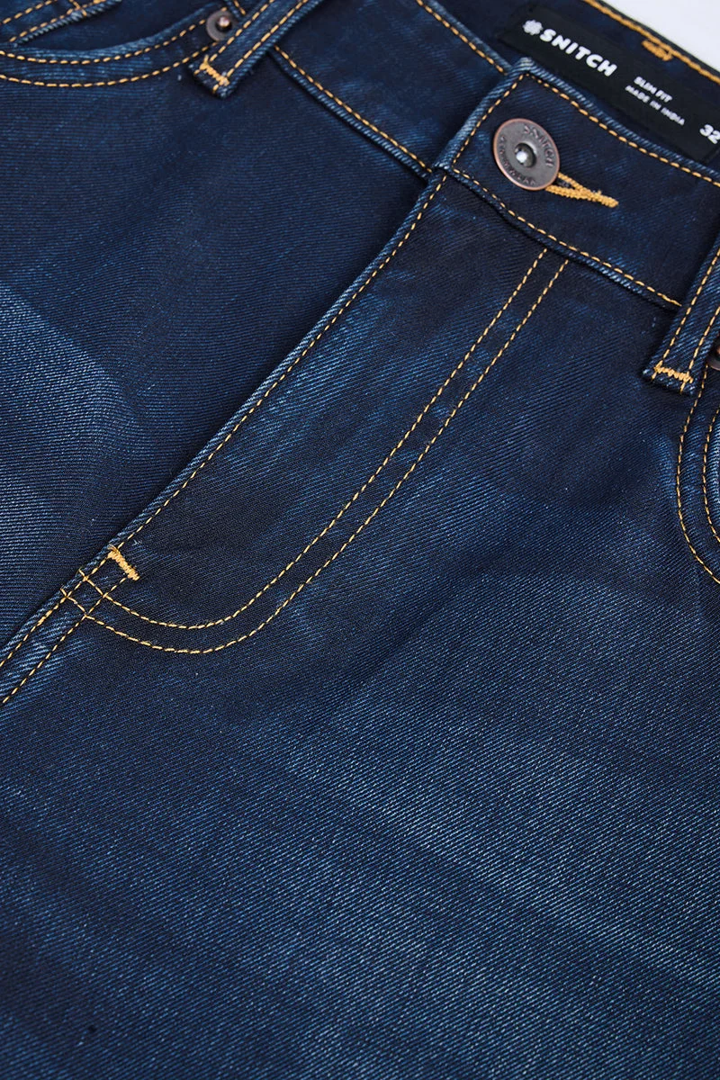 SNITCH Indigo Indigo Solid Slim Fit Casual Jeans for Men | Best Price UAE