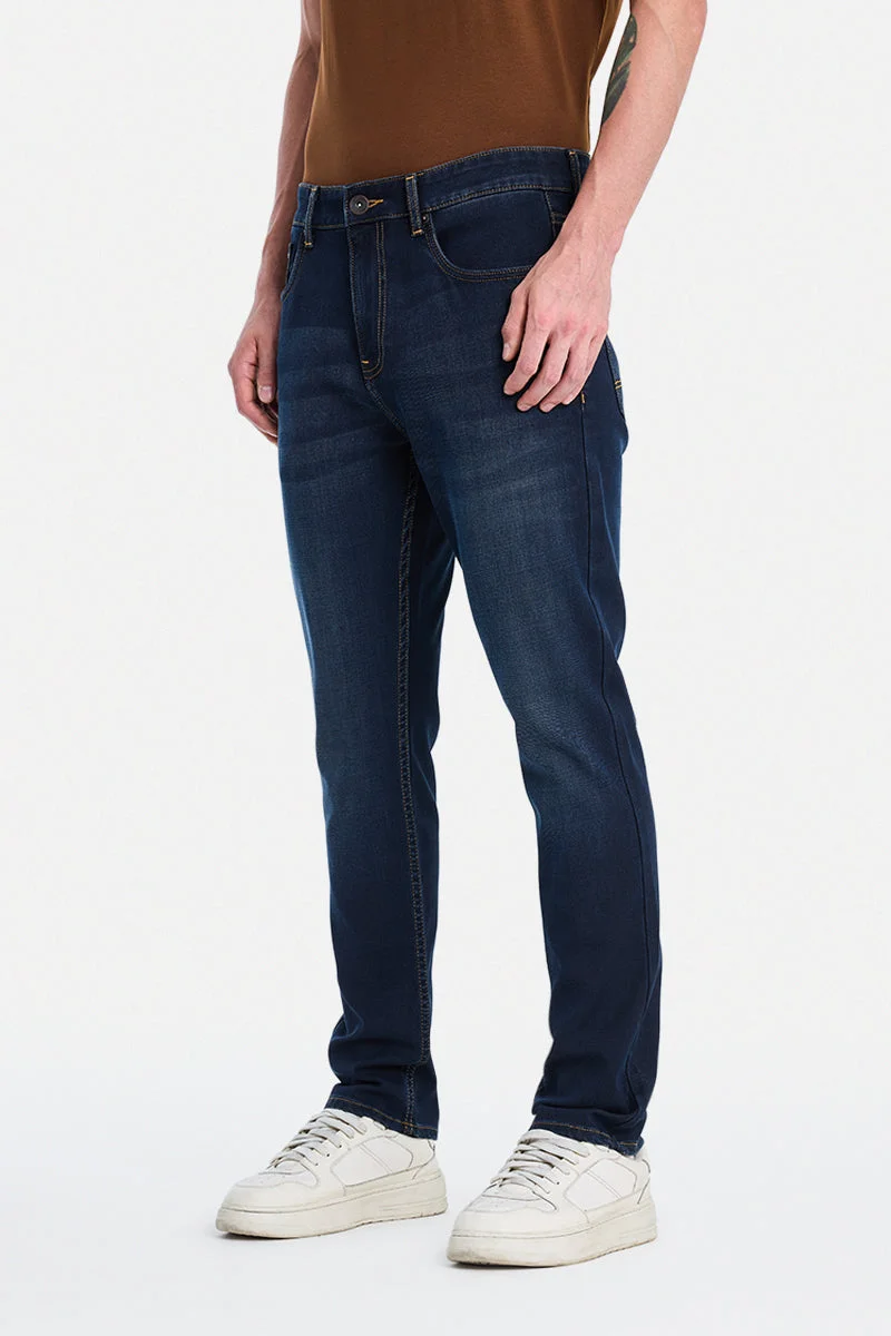 SNITCH Indigo Indigo Solid Slim Fit Casual Jeans for Men | Best Price UAE