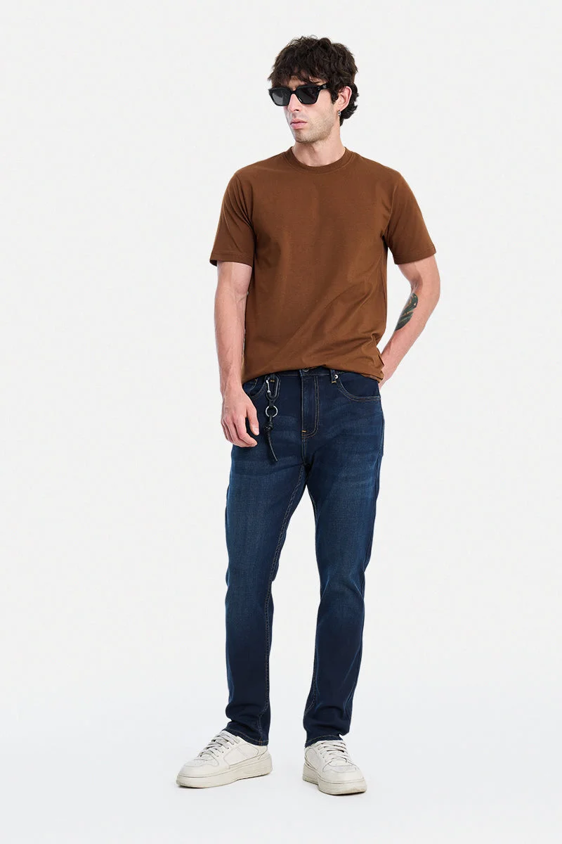 SNITCH Indigo Indigo Solid Slim Fit Casual Jeans for Men | Best Price UAE