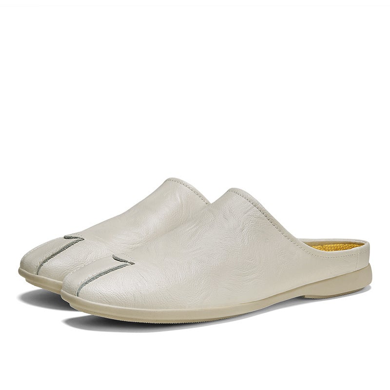 2024 Doudou Men'S Summer Half-Flop Toe Leather Shoes Men'S Outerwear Doudou Dropshipping Men'S Slippers Lazy Slip-Ons - Image 2