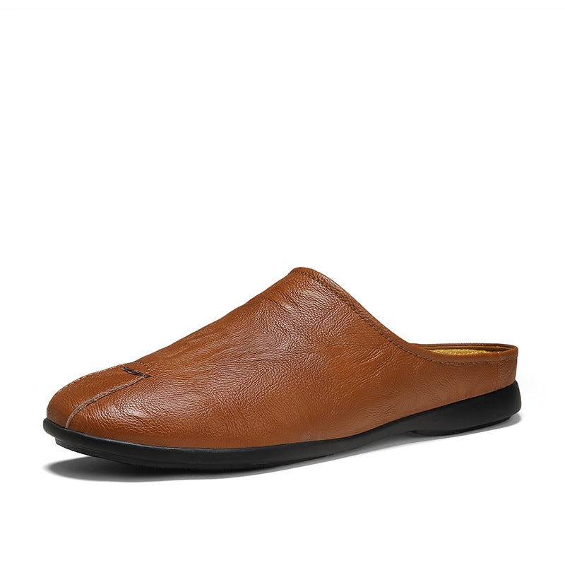 2024 Doudou Men'S Summer Half-Flop Toe Leather Shoes Men'S Outerwear Doudou Dropshipping Men'S Slippers Lazy Slip-Ons - Image 1