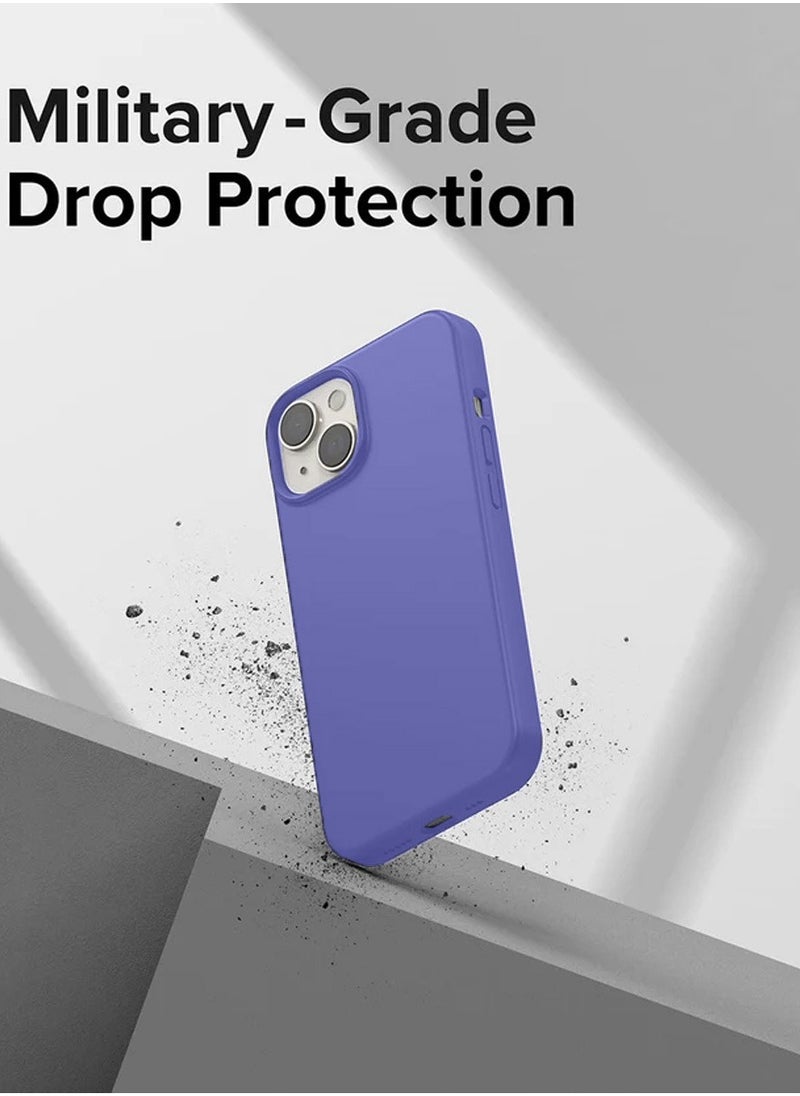 Techie - Soft Smooth Silicone Back Cover Case with Built-in Magnetic, inner side Microfiber Lining for Apple iPhone 15 Plus  – Dark Purple - Image 1