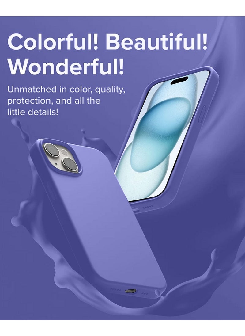 Techie - Soft Smooth Silicone Back Cover Case with Built-in Magnetic, inner side Microfiber Lining for Apple iPhone 15 Plus  – Dark Purple - Image 1