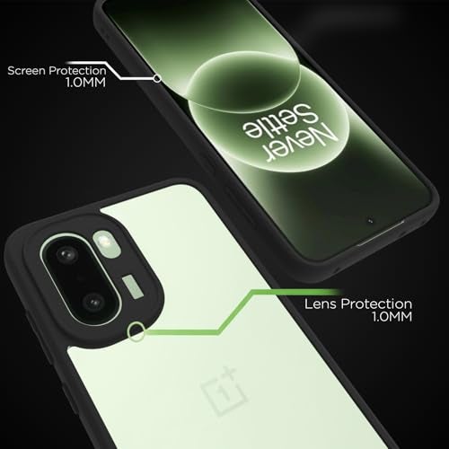 RIGGEAR Shockproof Sleek Hybrid Armor Back Cover Case for OnePlus 15R 5G (Clear PC + Black TPU Bumper) - Image 5