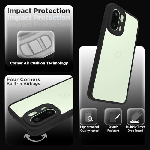 RIGGEAR Shockproof Sleek Hybrid Armor Back Cover Case for OnePlus 15R 5G (Clear PC + Black TPU Bumper) - Image 3