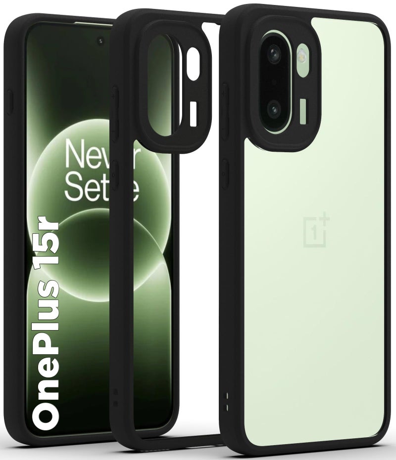 RIGGEAR Shockproof Sleek Hybrid Armor Back Cover Case for OnePlus 15R 5G (Clear PC + Black TPU Bumper) - Image 1