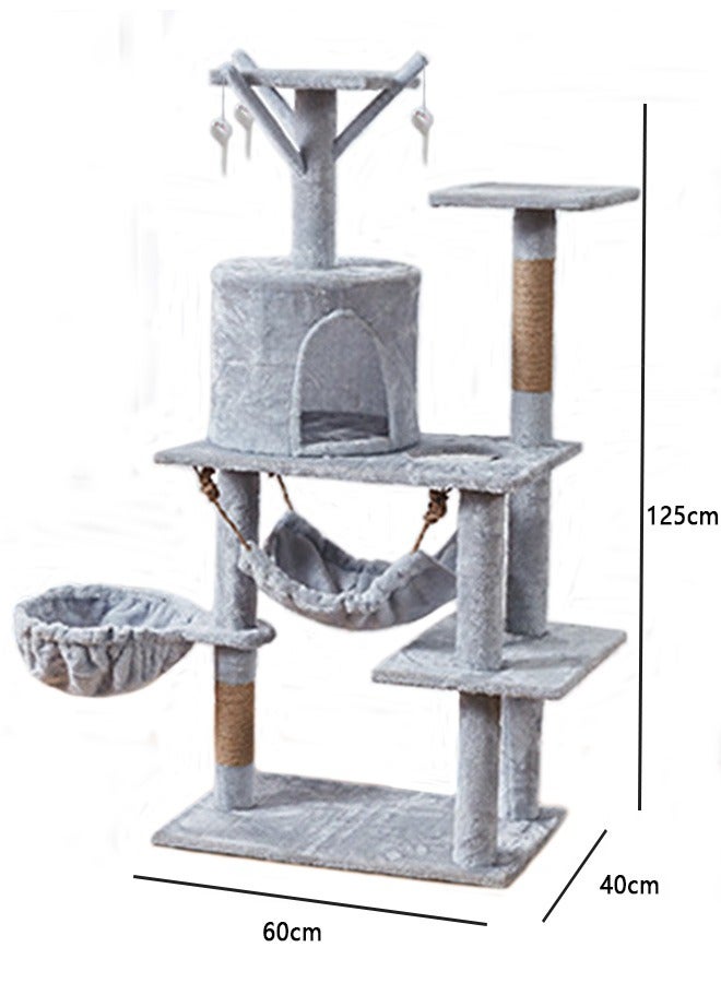 Yolu Wooden Cat Tree , Multi-Level Activity Cat Tower Furniture For Cats 60x40x125 Cm Grey  - Image 2