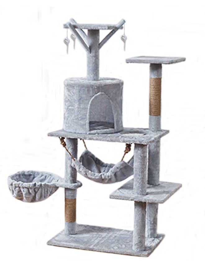 Yolu Wooden Cat Tree , Multi-Level Activity Cat Tower Furniture For Cats 60x40x125 Cm Grey  - Image 1