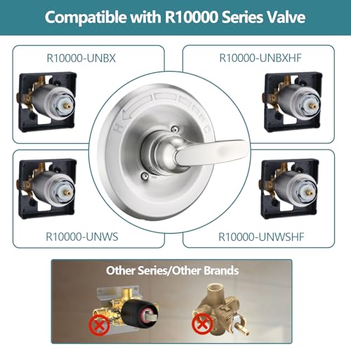 Ultrimkit Shower Trim Kit Replacement for 13/14 Series, Shower Cover Plate with Handle (Valve& Catridge Not Inclued) (Brushed Nickel) - Image 3