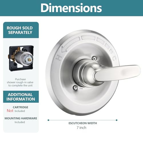 Ultrimkit Shower Trim Kit Replacement for 13/14 Series, Shower Cover Plate with Handle (Valve& Catridge Not Inclued) (Brushed Nickel) - Image 4